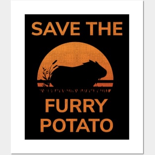 Save The Furry Potato T-Shirt - Guinea Pig Wheek Retro Gift Posters and Art